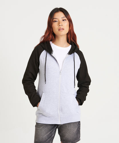 Oxford Navy/Heather Grey baseball zoodie front view