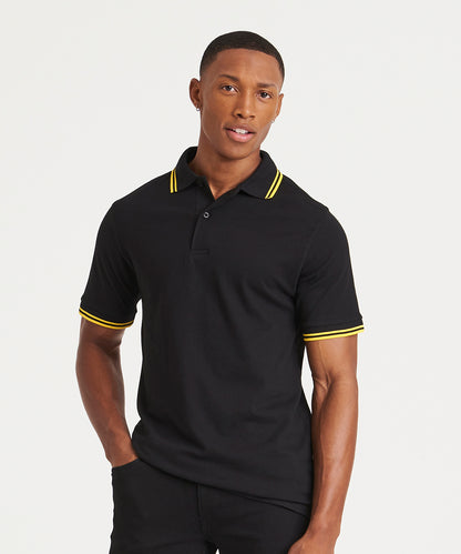 Navy/White stretch tipped polo front view