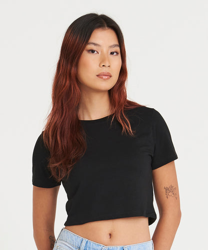 Solid White Women's triblend cropped t front view