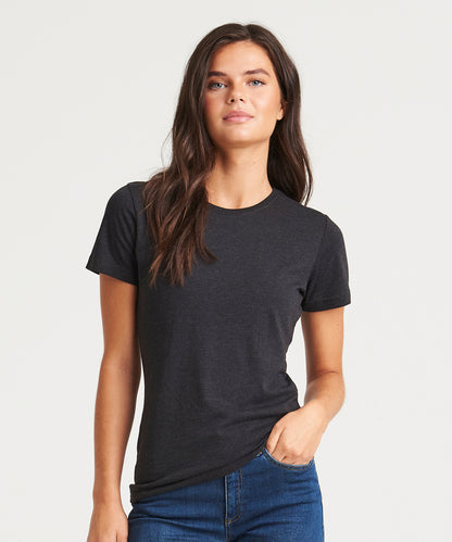 Solid White* Women's triblend t front view