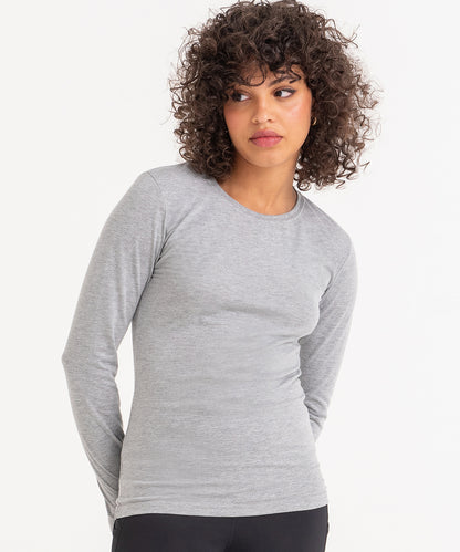 Solid Black Women's triblend t long sleeve front view
