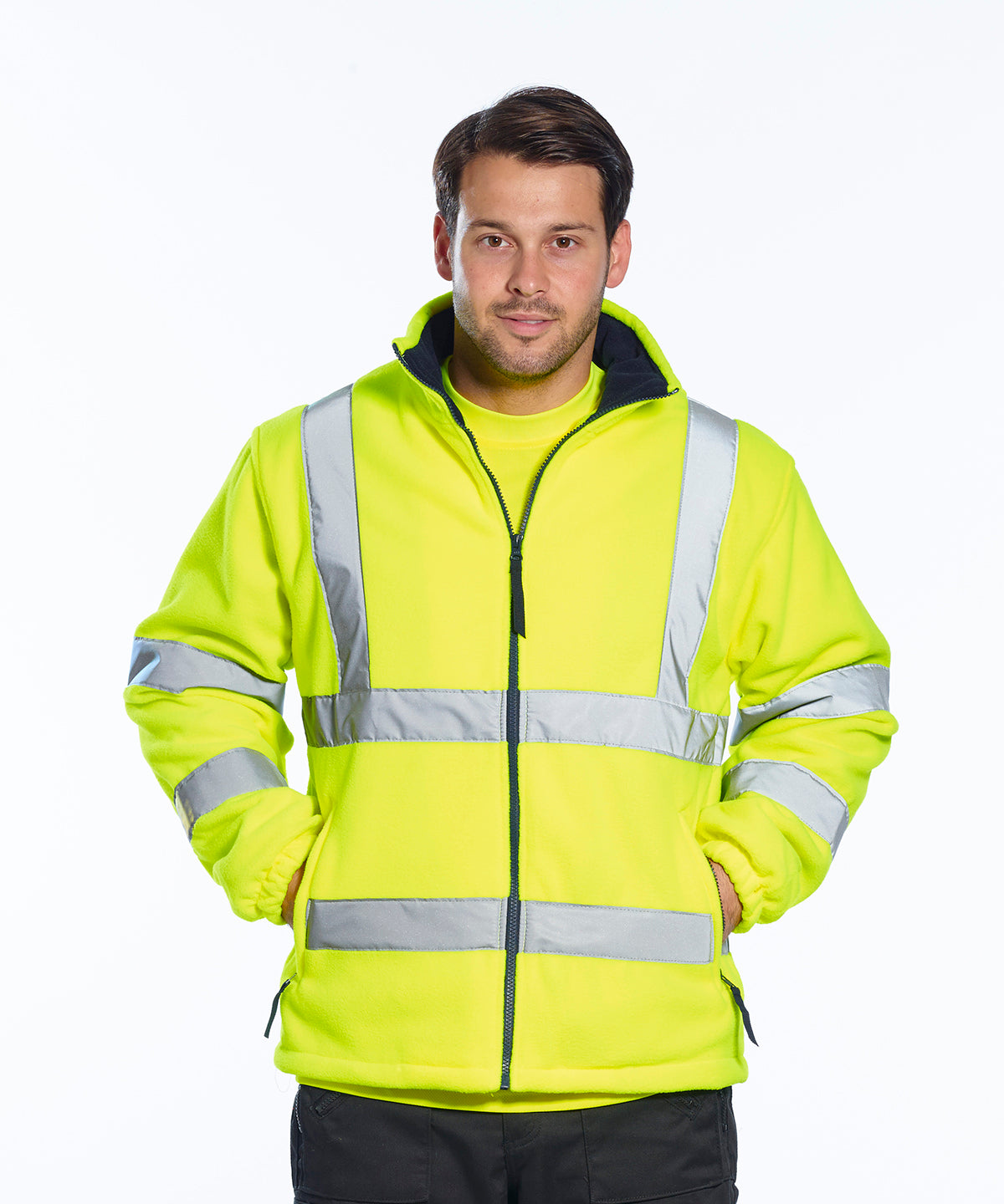 Unisex Custom Printed or Embroidered Hi-Vis Zip-Up Fleece Jacket