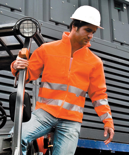 Fluorescent Yellow high-viz softshell jacket front view