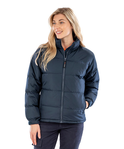 Navy Women's holkham down-feel jacket front view