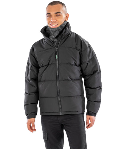 Navy holkham down-feel jacket front view