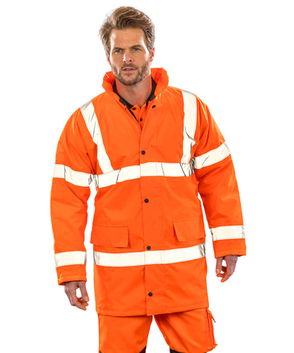 Orange core safety high-viz coat front view