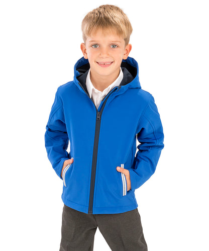 Vivid Green/Black core junior tx performance hooded softshell jacket front view