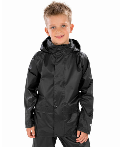 Navy core junior rain jacket front view