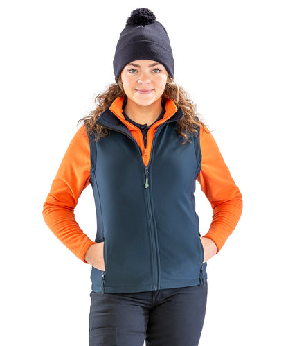Yellow/Black Women's printable softshell bodywarmer front view