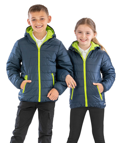 Royal/Navy core junior soft padded jacket front view