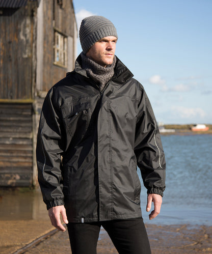 Navy 3-in1 core transit jacket with printable softshell inner front view