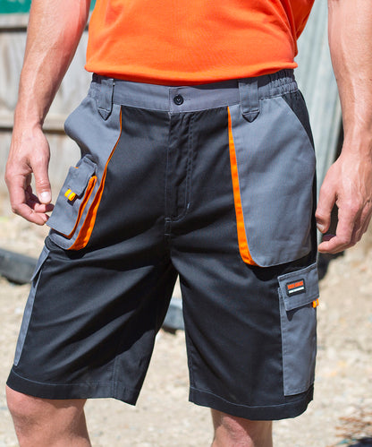Black/Grey/Orange work-guard lite shorts front view