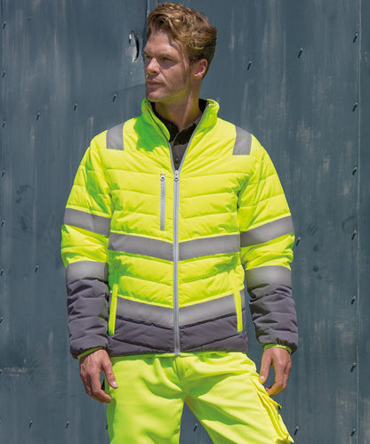 Fluorescent Yellow soft padded safety jacket front view