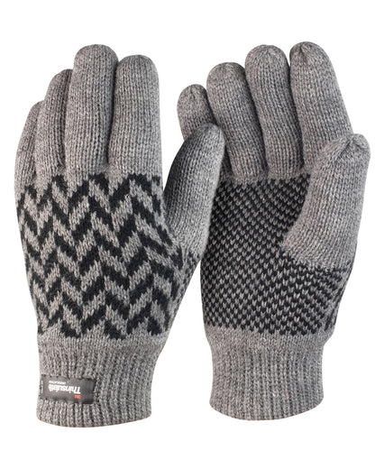 Grey/Black pattern thinsulate™ glove front view