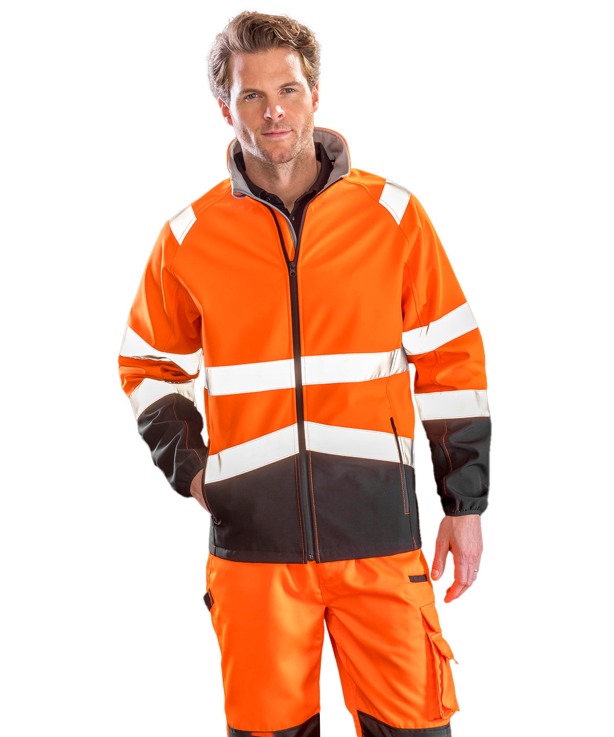 Unisex Custom Printed or Embroidered Hi-Vis Softshell Softshell Jacket