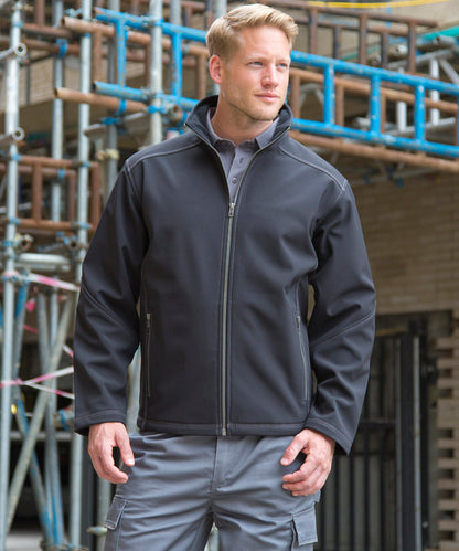 Navy treble stitch softshell front view