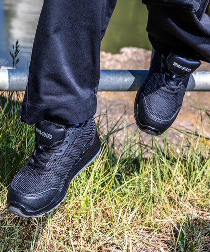 Black all-black safety trainer front view