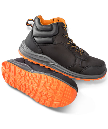 Black/Grey/Orange stirling safety boot front view