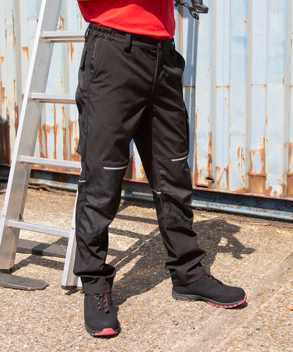 Black slim softshell work trouser front view