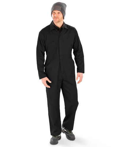 Navy recycled action overalls front view