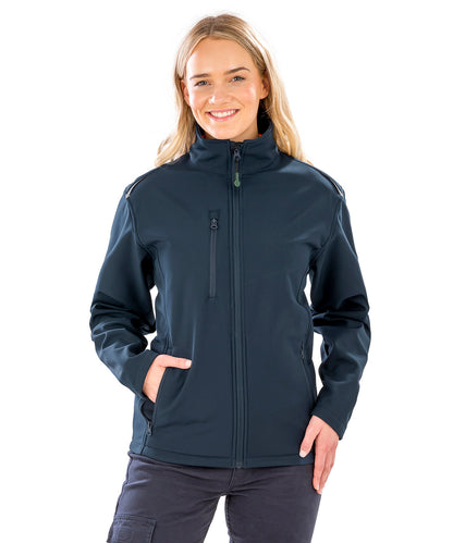 Navy Women's recycled 3-layer printable softshell jacket front view