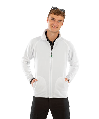 White recycled microfleece jacket front view