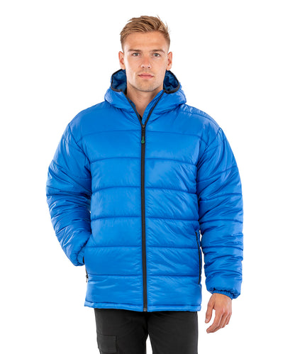 Royal recycled hooded padded parka front view