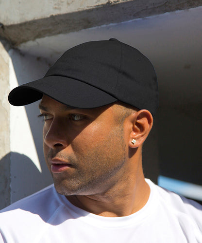 Navy heavy cotton drill pro-style cap front view