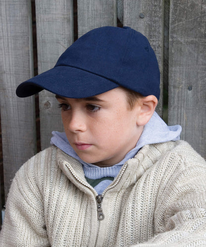 Navy junior low-profile heavy brushed cotton cap front view