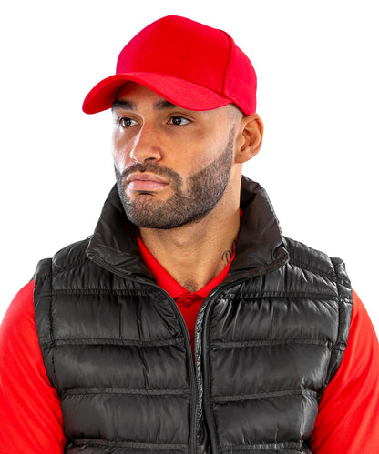White pro-style heavy cotton cap front view