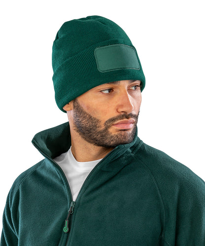 Navy double-knit printers beanie front view