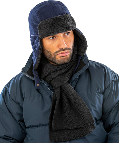 Navy/Black ocean trapper hat front view