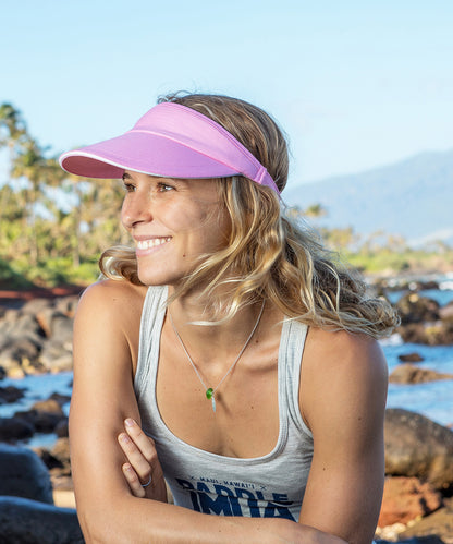 White/Navy herringbone sun visor with sandwich peak front view