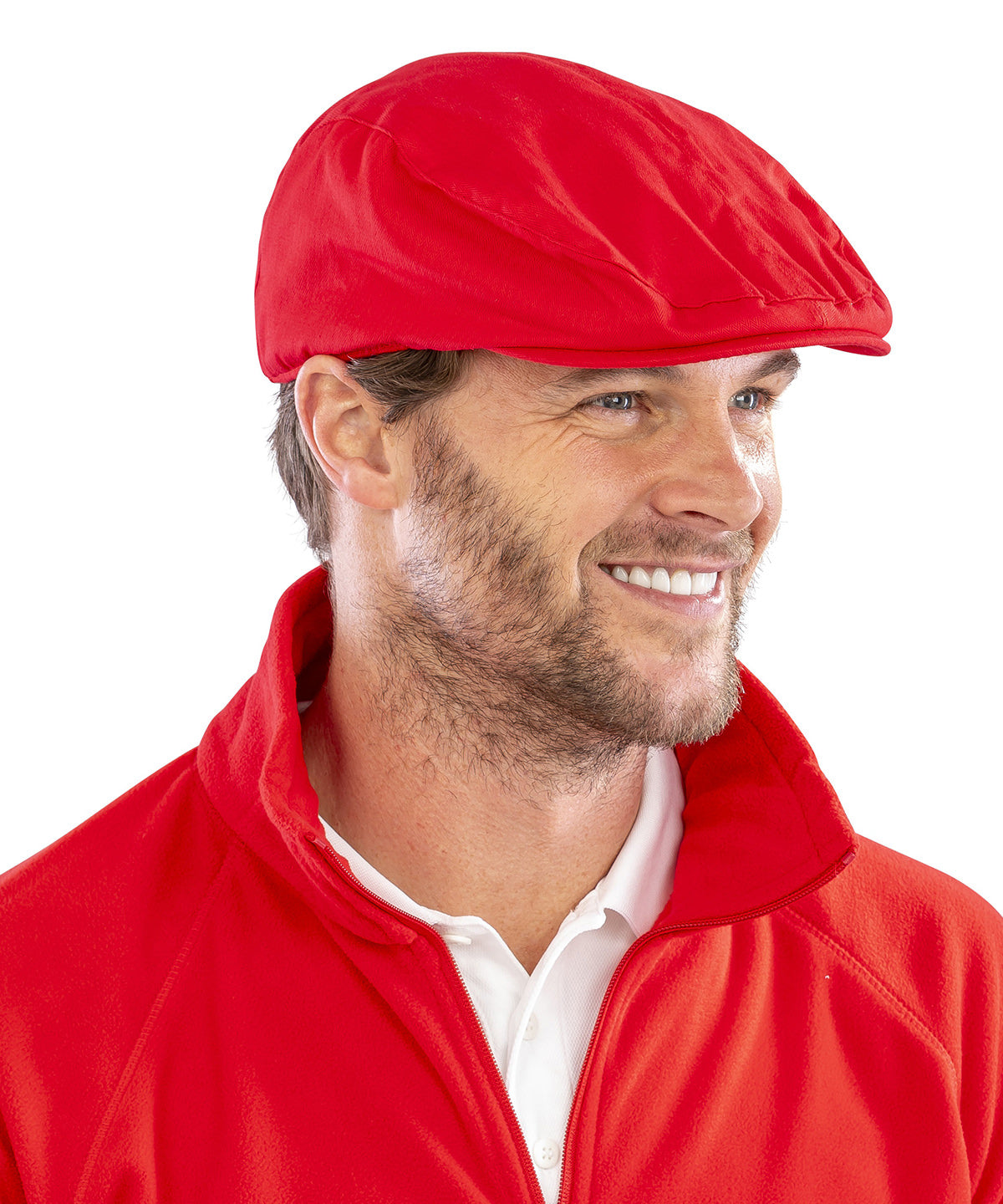 White gatsby cap front view