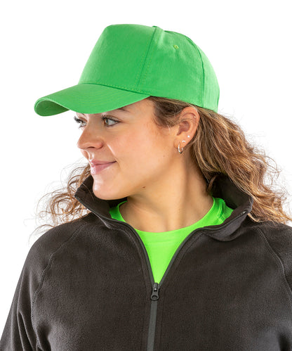 Yellow boston 5-panel polycotton printer's cap front view