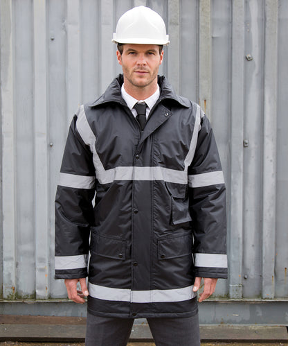 Navy work-guard management coat front view