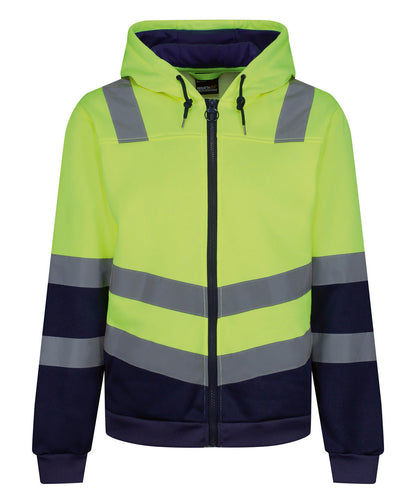 Unisex Custom Printed or Embroidered Hi-Vis Full Zip Zip-Up Hoodie