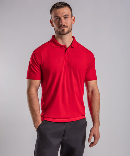 White pro polyester polo front view