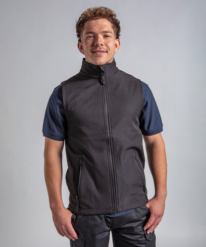 Black* pro 2-layer softshell gilet front view