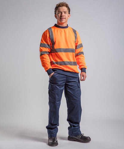 HV Yellow/Navy high visibility sweatshirt front view