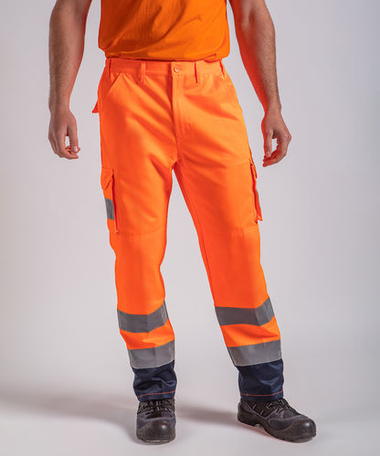 HV Yellow cargo trousers front view