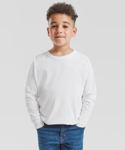 White kids long sleeve valueweight t front view