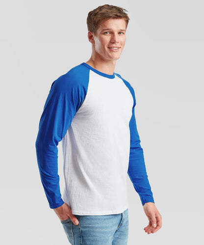 White/Red* long sleeve baseball t front view