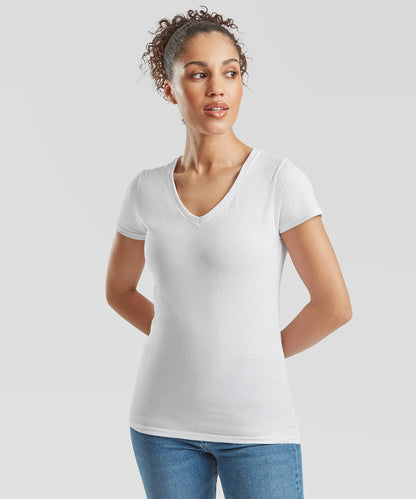 White Women's valueweight v-neck t front view