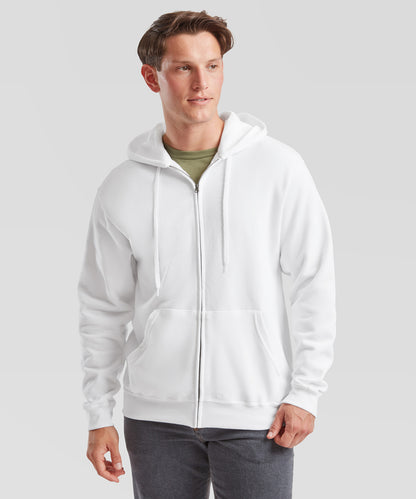 White classic 80/20 hooded sweatshirt jacket front view