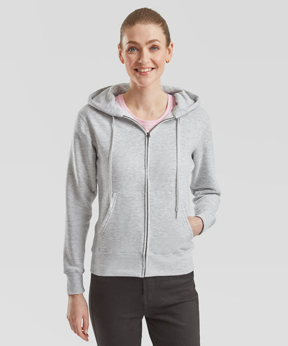White Women's premium 70/30hooded sweatshirt jacket front view
