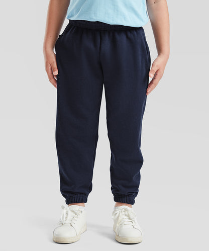 Navy kids classic elasticated cuff jog pants front view