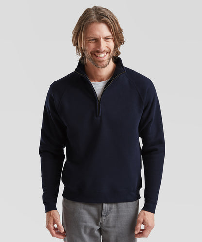 Bottle Green premium 70/30zip-neck sweatshirt front view