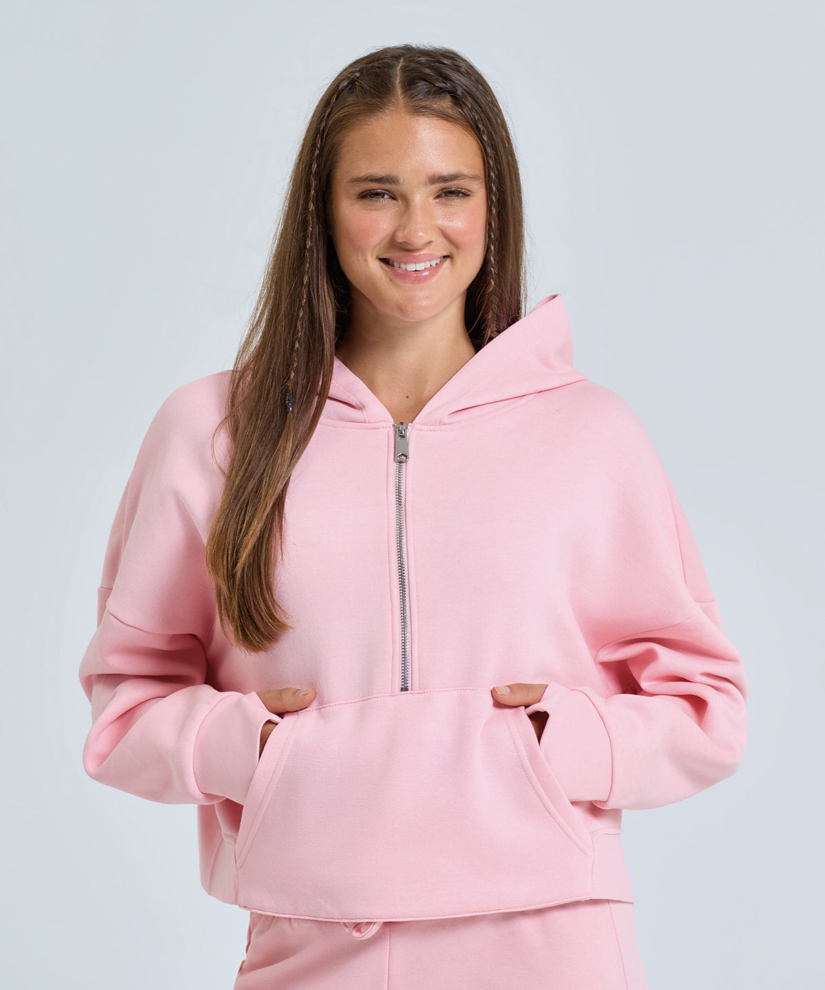Women’s Custom Printed or Embroidered Organic Fleece Quarter Zip Hoodie