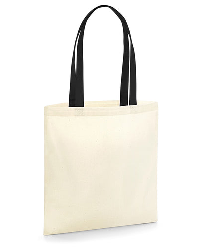 Natural/French Navy earthaware® organic bag for life - contrast handles front view